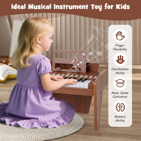 Teclado de piano para niños de 25 teclas con velocidad y volumen ajustables