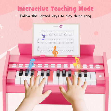 Teclado de piano para niños de 25 teclas con velocidad y volumen ajustables