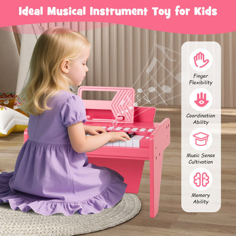 Teclado de piano para niños de 25 teclas con velocidad y volumen ajustables