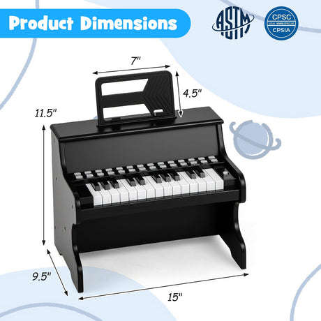 Teclado de piano para niños de 25 teclas con velocidad ajustable y modo de enseñanza