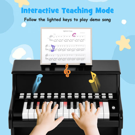 Teclado de piano para niños de 25 teclas con velocidad ajustable y modo de enseñanza