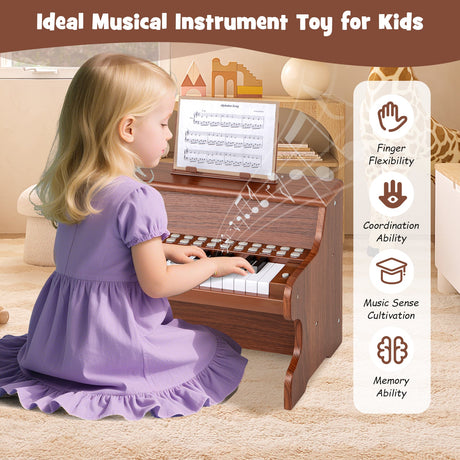 Teclado de piano para niños de 25 teclas con velocidad ajustable y modo de enseñanza