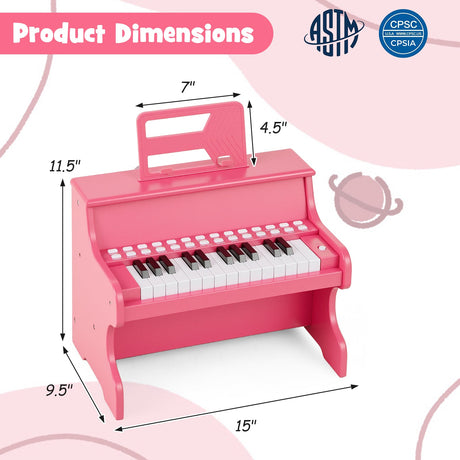 Teclado de piano para niños de 25 teclas con velocidad ajustable y modo de enseñanza