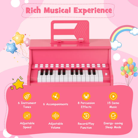 Teclado de piano para niños de 25 teclas con velocidad ajustable y modo de enseñanza