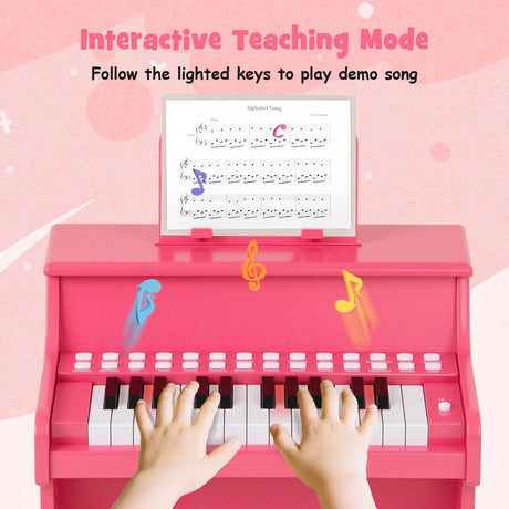 Teclado de piano para niños de 25 teclas con velocidad ajustable y modo de enseñanza