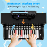 25 Keys Kids Piano Keyboard with Stool Mini Digital Piano Wooden Toy with Adjustable Speed and Volume