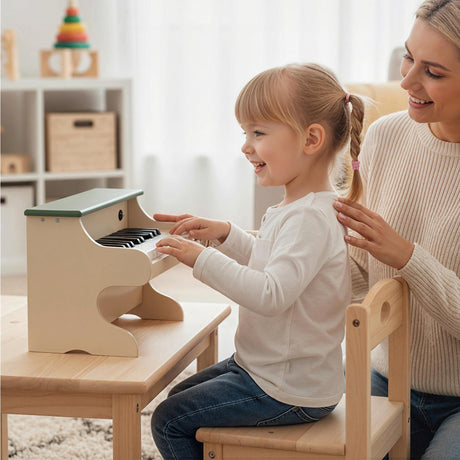 Teclado de piano para niños de 25 teclas, piano digital de madera de juguete con atril extraíble - Verde