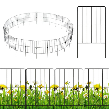 Juego de 25 vallas decorativas inoxidables para jardín, para perro, parterre