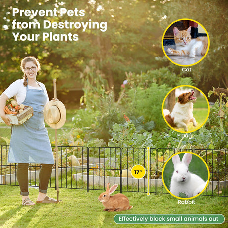 Juego de 25 vallas decorativas inoxidables para jardín, para perro, parterre