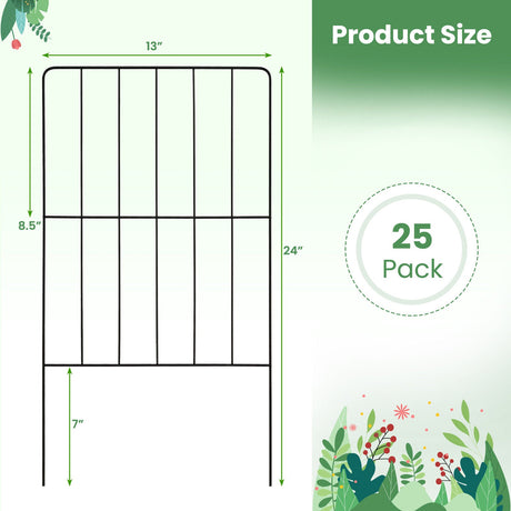 Juego de 25 vallas decorativas inoxidables para jardín, para perro, parterre