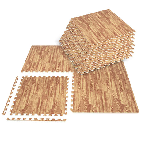25 losetas de espuma con diseño de madera y bordes - Natural