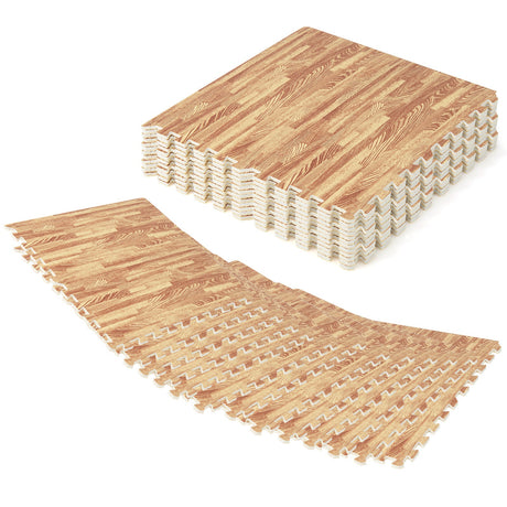 25 losetas de espuma con diseño de madera y bordes - Natural