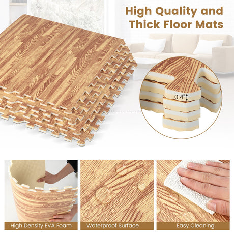 25 losetas de espuma con diseño de madera y bordes - Natural