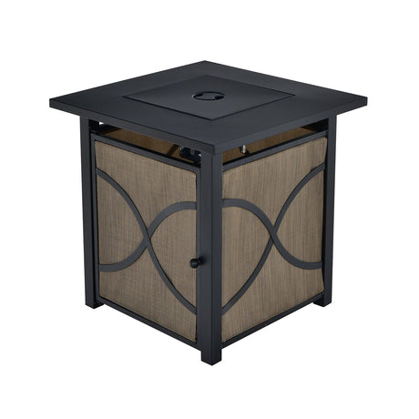 Mesa para fogata de propano de 25 pulgadas y 40 000 BTU con tapa y vidrio refractario