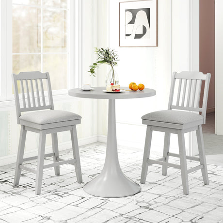 Juego de 2 taburetes de bar modernos de 25 pulgadas con asiento giratorio tapizado - Gris