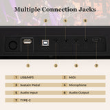 Teclado de piano plegable de 88 teclas, portátil, semipesado, eléctrico, negro