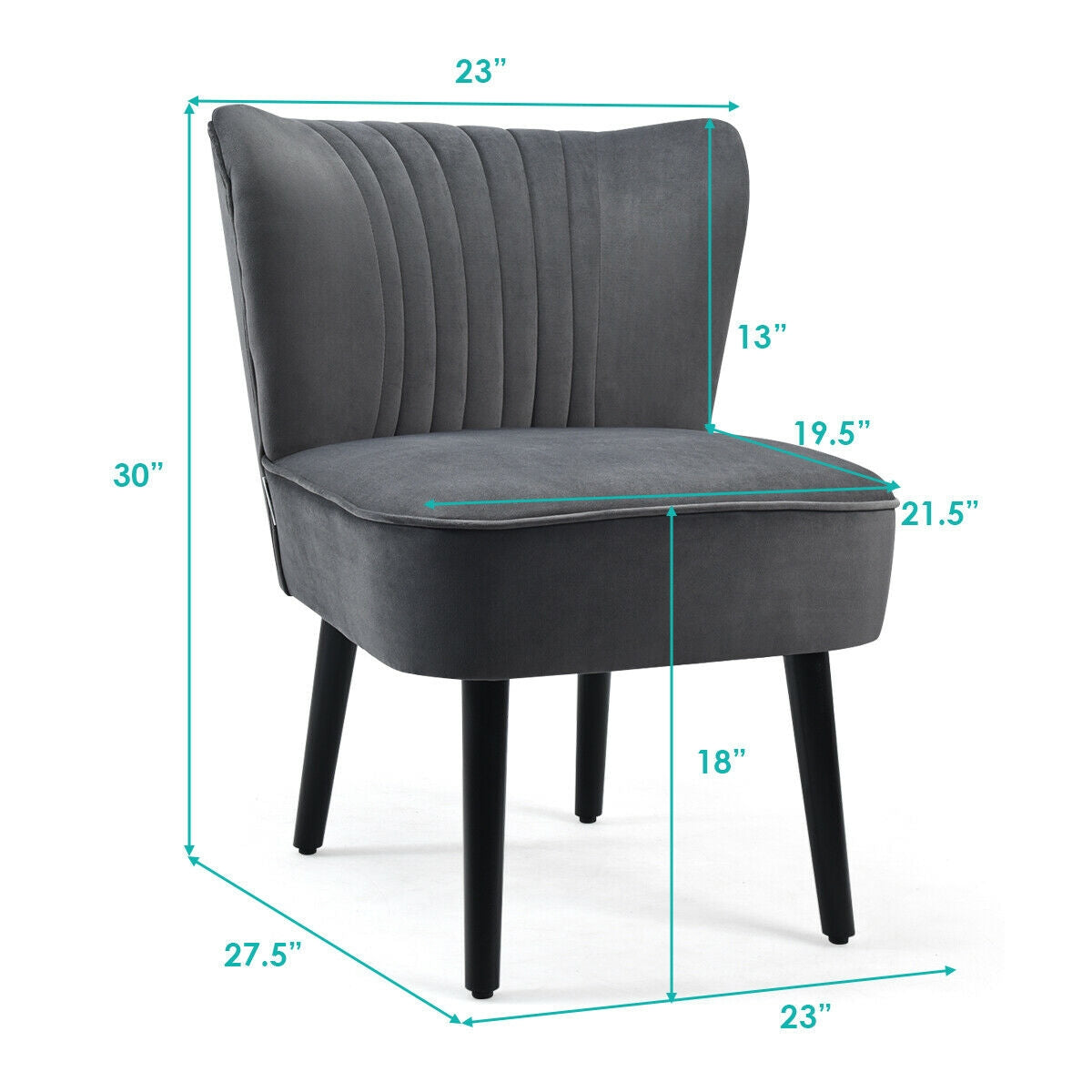 Juego de 2 sillones modernos tapizados con patas de madera maciza