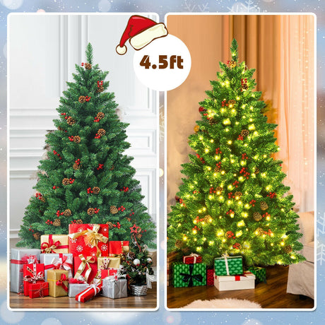 Árbol de Navidad articulado preiluminado de 4.5 pies con 300 luces LED