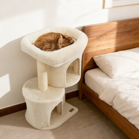 Torre para gatos de 26 pulgadas con percha acolchada grande y doble condominio
