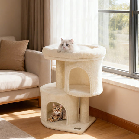 Torre para gatos de 26 pulgadas con percha acolchada grande y doble condominio