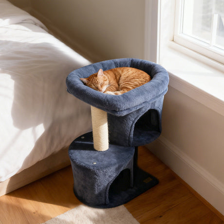 Torre para gatos de 26 pulgadas con percha acolchada grande y doble condominio