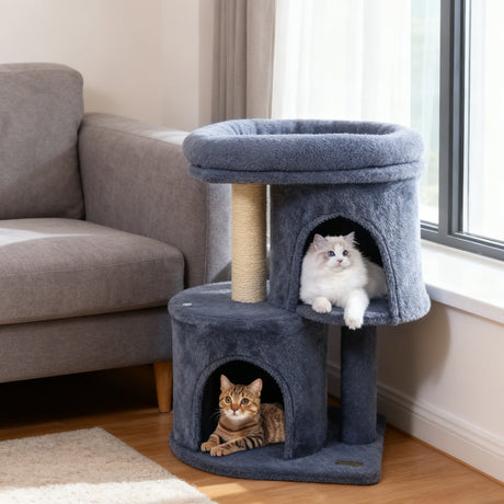Torre para gatos de 26 pulgadas con percha acolchada grande y doble condominio