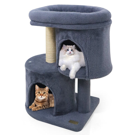Torre para gatos de 26 pulgadas con percha acolchada grande y doble condominio