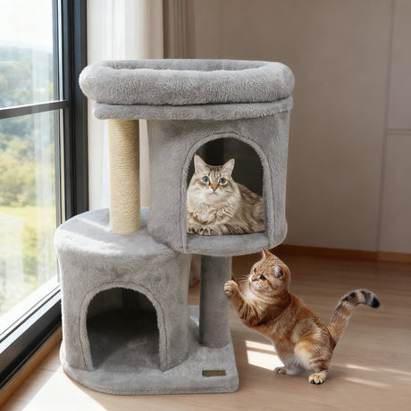 Torre para gatos de 26 pulgadas con percha acolchada grande y doble condominio