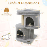 Torre para gatos de 26 pulgadas con percha acolchada grande y doble condominio