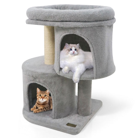 Torre para gatos de 26 pulgadas con percha acolchada grande y doble condominio