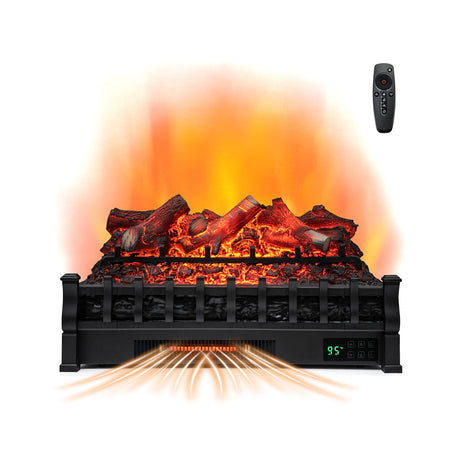 Calefactor de chimenea eléctrica de 26 pulgadas con control remoto y brasero de madera de limón realista - Negro