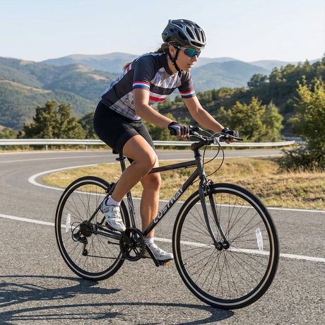Bicicleta de montaña de 26 pulgadas, ajustable con 6 velocidades y ruedas de goma todoterreno