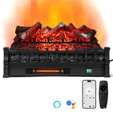 Troncos de chimenea eléctrica de cuarzo infrarrojo con WiFi de 26 pulgadas con troncos realistas de limón - Negro