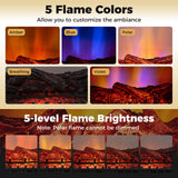 26 Inch WiFi Infrared Quartz Electric Fireplace Insert Logs Heater with Realistic Pinewood Logs-Black