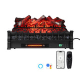 Troncos de chimenea eléctrica de cuarzo infrarrojo con WiFi de 26 pulgadas con troncos realistas de limón - Negro