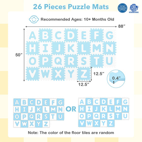 26 tapetes de juego de ABC entrelazados con letras desmontables