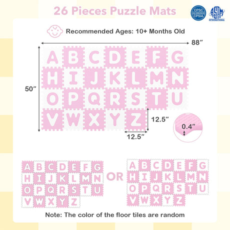 26 tapetes de juego de ABC entrelazados con letras desmontables