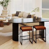 26 inch Bar Stools Set of 2 Counter Height Barstools with Faux Leather Upholstered Seat