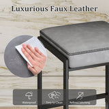 26 inch Bar Stools Set of 2 Counter Height Barstools with Faux Leather Upholstered Seat