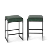 26 inch Bar Stools Set of 2 Counter Height Barstools with Faux Leather Upholstered Seat
