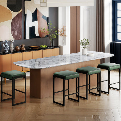 Taburetes de bar de 26 pulgadas, juego de 2 taburetes de altura de mostrador con asiento tapizado de piel sintética