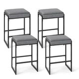 Juego de 4 taburetes de bar de 26 pulgadas, taburetes de altura de mostrador con asiento tapizado de piel sintética