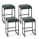 Juego de 4 taburetes de bar de 26 pulgadas, taburetes de altura de mostrador con asiento tapizado de piel sintética