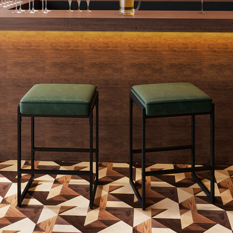 Juego de 4 taburetes de bar de 26 pulgadas, taburetes de altura de mostrador con asiento tapizado de piel sintética