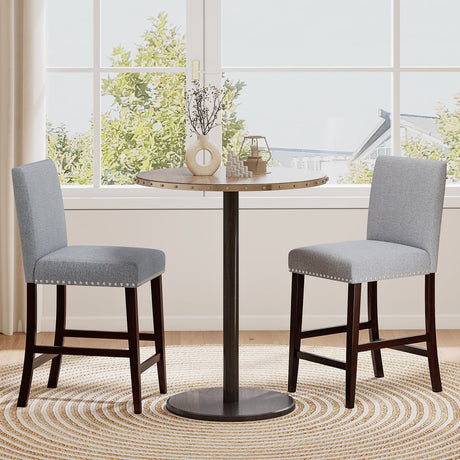 Juego de 2 sillas de comedor de 26 pulgadas con asiento y respaldo acolchados - Gris