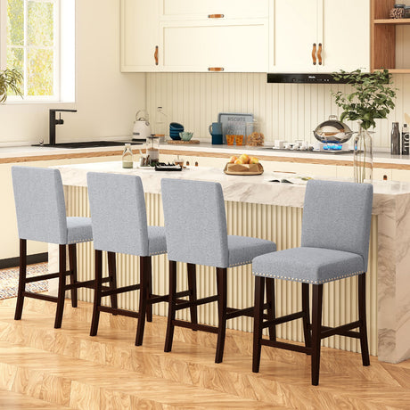Juego de 2 sillas de comedor de 26 pulgadas con asiento y respaldo acolchados - Gris