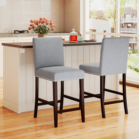 Juego de 2 sillas de comedor de 26 pulgadas con asiento y respaldo acolchados - Gris