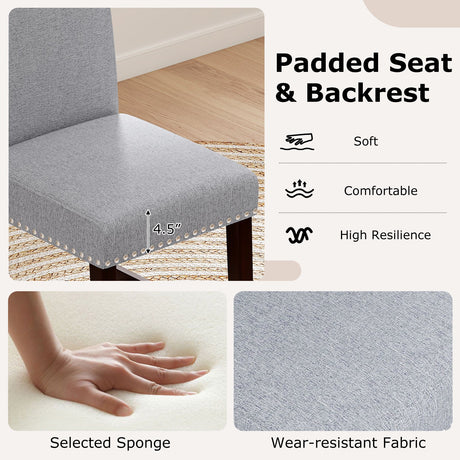 Juego de 2 sillas de comedor de 26 pulgadas con asiento y respaldo acolchados - Gris