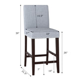 Juego de 2 sillas de comedor de 26 pulgadas con asiento y respaldo acolchados - Gris