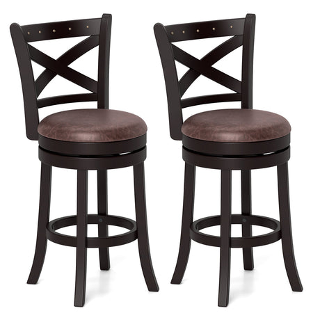 Juego de 2 taburetes de bar giratorios de 26/30 pulgadas con asiento acolchado